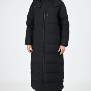 Parka longue à capuche noir
