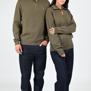 Pull maille Lewis Patch mixte kaki