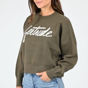 Pull maille Nath Script kaki