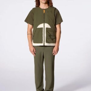 Veste bicolore sans manches en polaire Sakae Beige